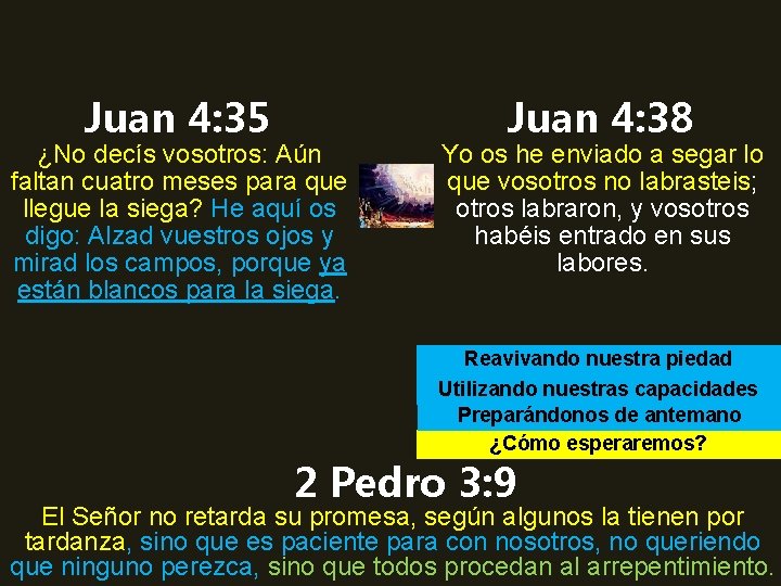 Juan 4: 35 ¿No decís vosotros: Aún faltan cuatro meses para que llegue la