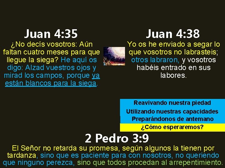 Juan 4: 35 ¿No decís vosotros: Aún faltan cuatro meses para que llegue la