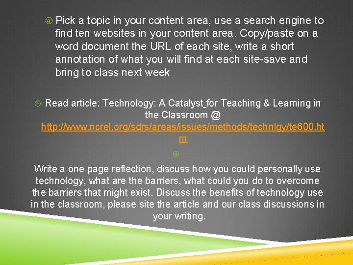  Pick a topic in your content area, use a search engine to find