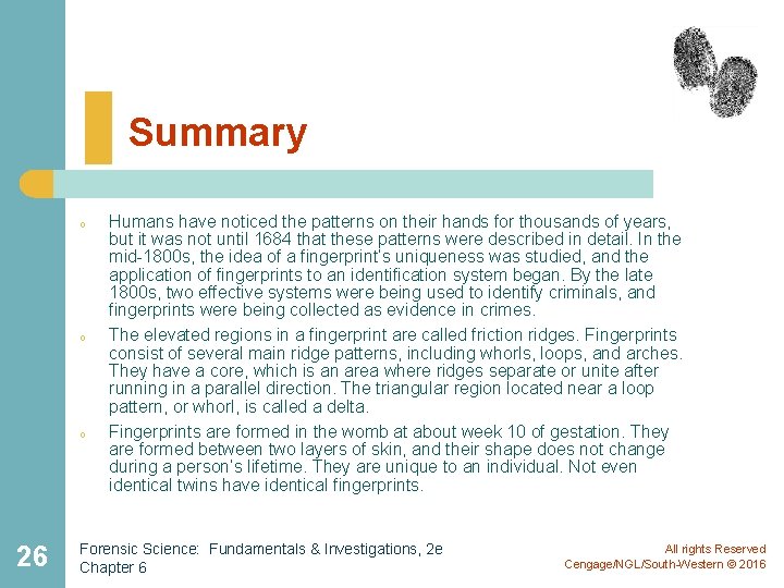 Summary o o o 26 Humans have noticed the patterns on their hands for