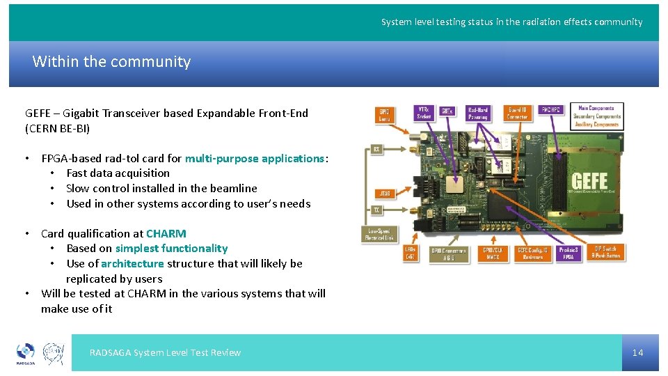 System level testing status in the radiation effects community Within the community GEFE –
