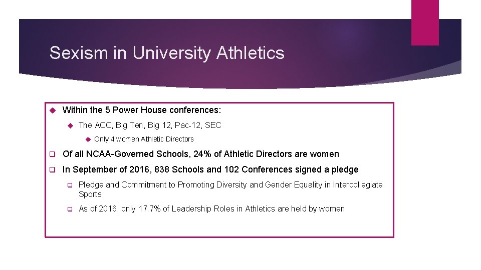 Sexism in University Athletics Within the 5 Power House conferences: The ACC, Big Ten,