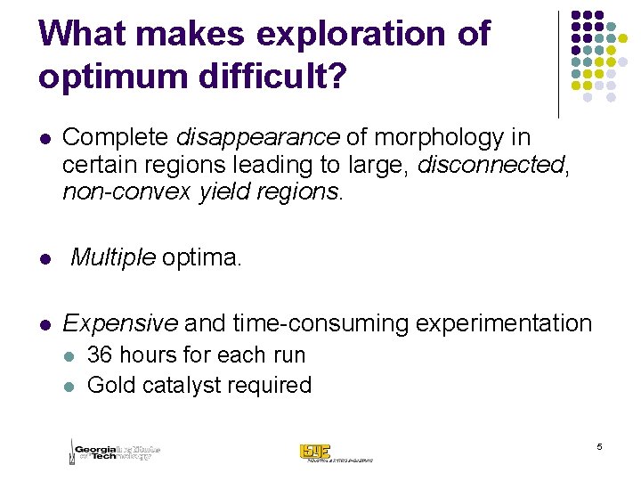 What makes exploration of optimum difficult? l l l Complete disappearance of morphology in