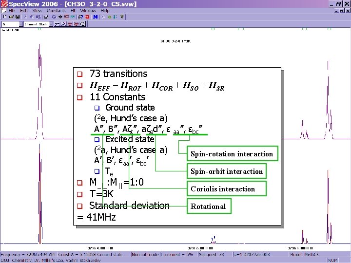 q q q 73 transitions HEFF = HROT + HCOR + HSO + HSR