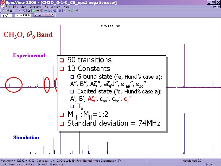 CH 3 O, 610 Band Experimental q q 90 transitions 13 Constants Ground state