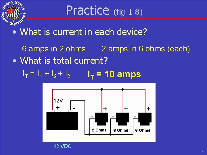 Practice (fig 1 -8) • What is current in each device? 6 amps in