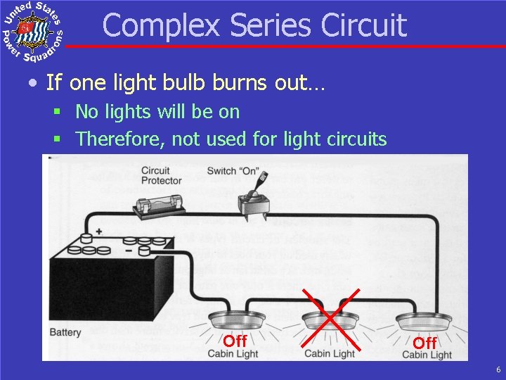 Complex Series Circuit • If one light bulb burns out… § No lights will
