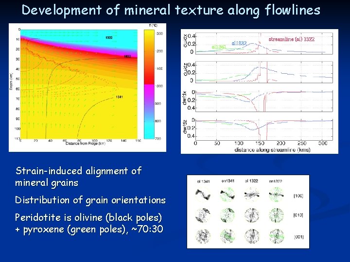 Development of mineral texture along flowlines Strain-induced alignment of mineral grains Distribution of grain
