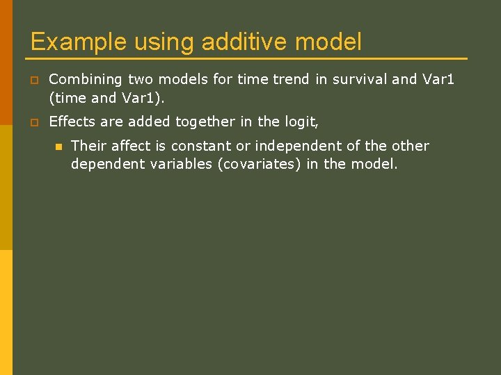 Example using additive model p Combining two models for time trend in survival and Example using additive model p Combining two models for time trend in survival and