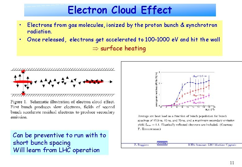 Electron Cloud Effect • • Electrons from gas molecules, ionized by the proton bunch