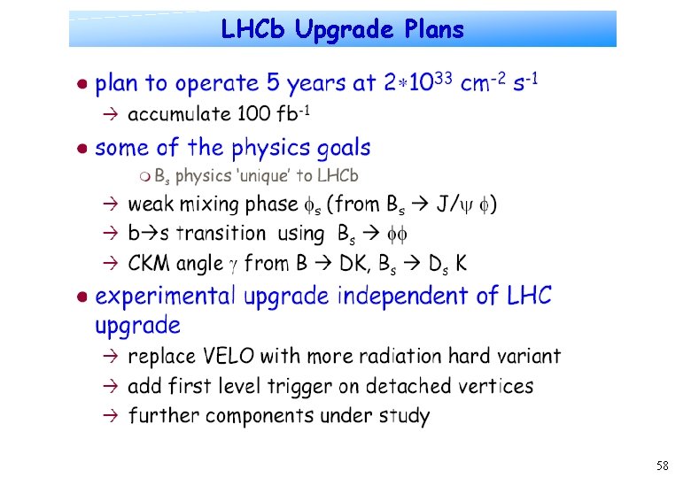 LHCb Upgrade Plans 58 