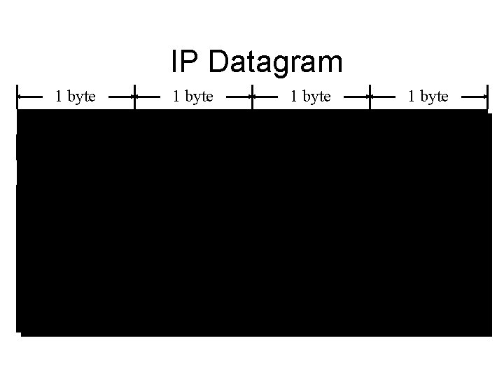 IP Datagram 1 byte VERS 1 byte HL Service Fragment Length Datagram ID FLAG