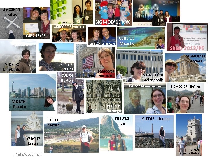 SIGCSE’ 11 Dallas SIGMOD’ 12 Phoenix SIGMOD’ 13 NYC CSBC 12/PR SIGCSE’ 13 Denver