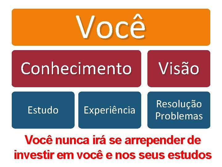 Você Conhecimento Estudo Experiência Visão Resolução Problemas Você nunca irá se arrepender de investir