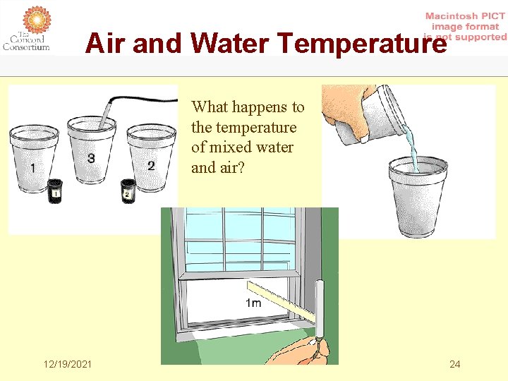 Air and Water Temperature What happens to the temperature of mixed water and air?