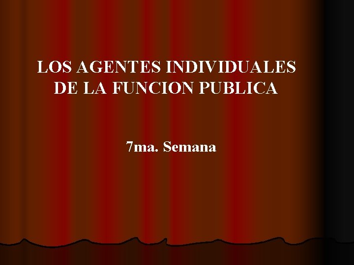 LOS AGENTES INDIVIDUALES DE LA FUNCION PUBLICA 7 ma. Semana 