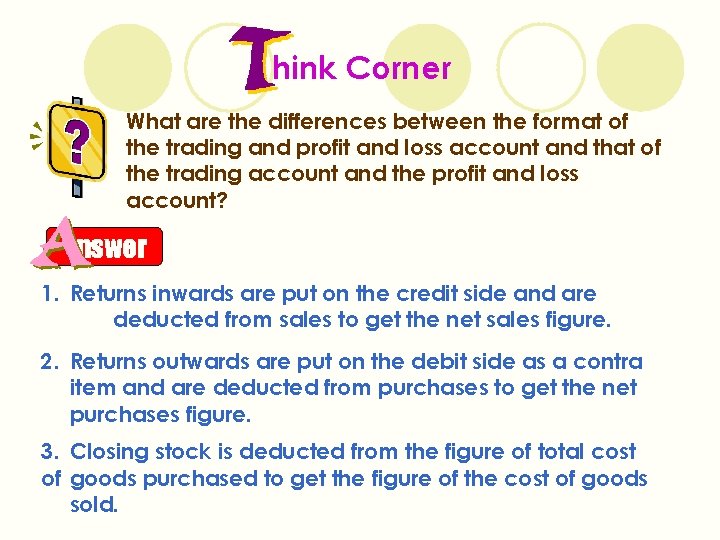 hink Corner What are the differences between the format of the trading and profit