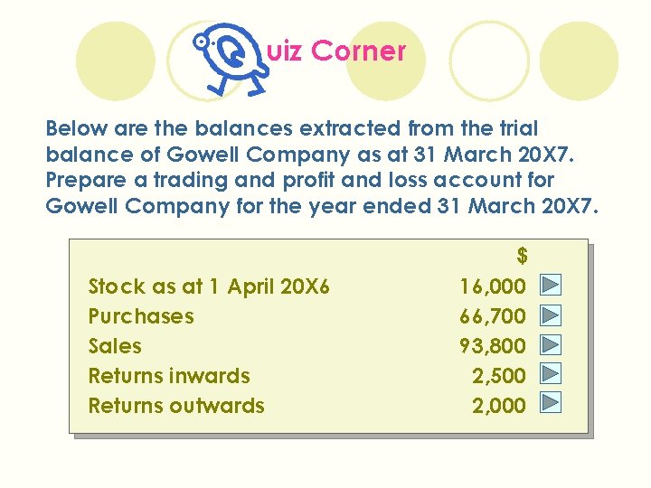 uiz Corner Below are the balances extracted from the trial balance of Gowell Company