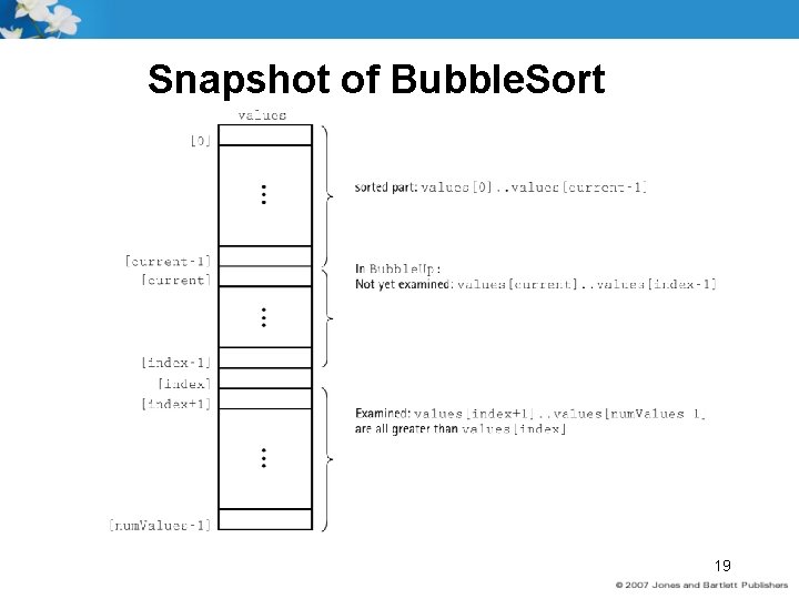 Snapshot of Bubble. Sort 19 