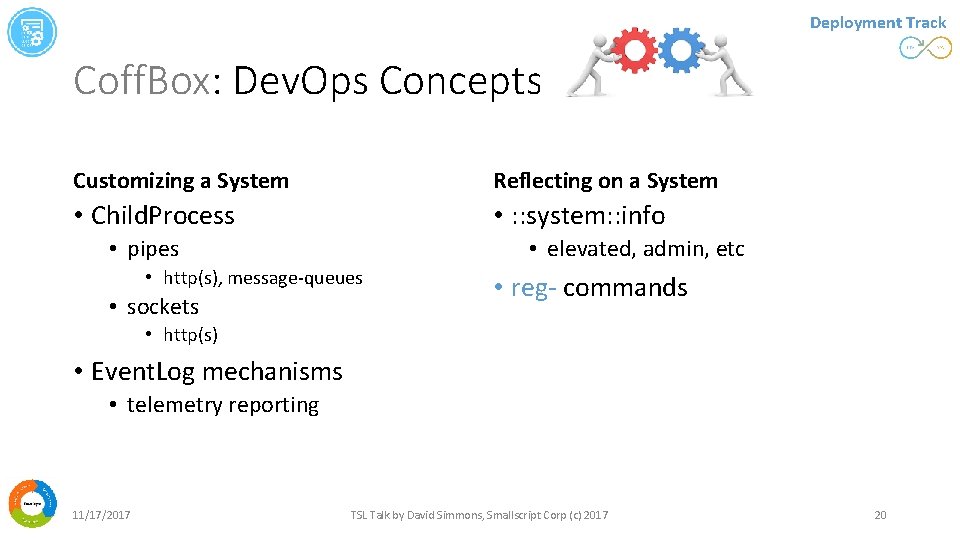 Deployment Track Coff. Box: Dev. Ops Concepts Customizing a System Reflecting on a System