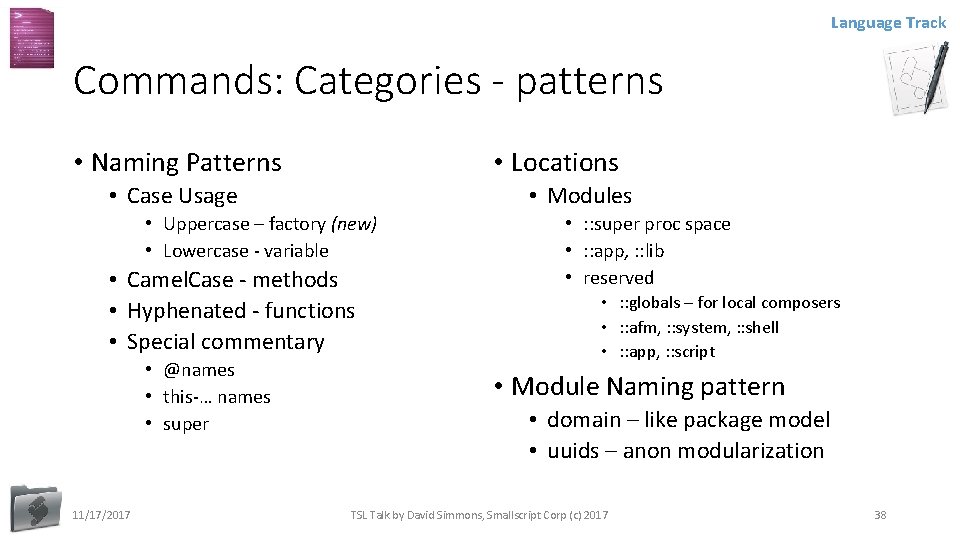 Language Track Commands: Categories - patterns • Naming Patterns • Locations • Case Usage Language Track Commands: Categories - patterns • Naming Patterns • Locations • Case Usage