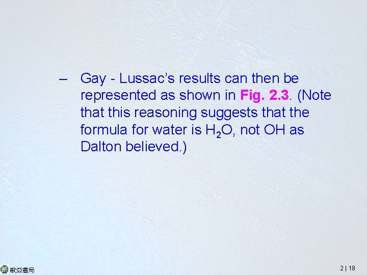 – Gay - Lussac’s results can then be represented as shown in Fig. 2.