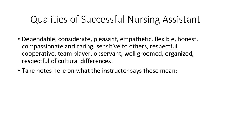 Introduction to Nurse Assistant Module 1 Green Skills