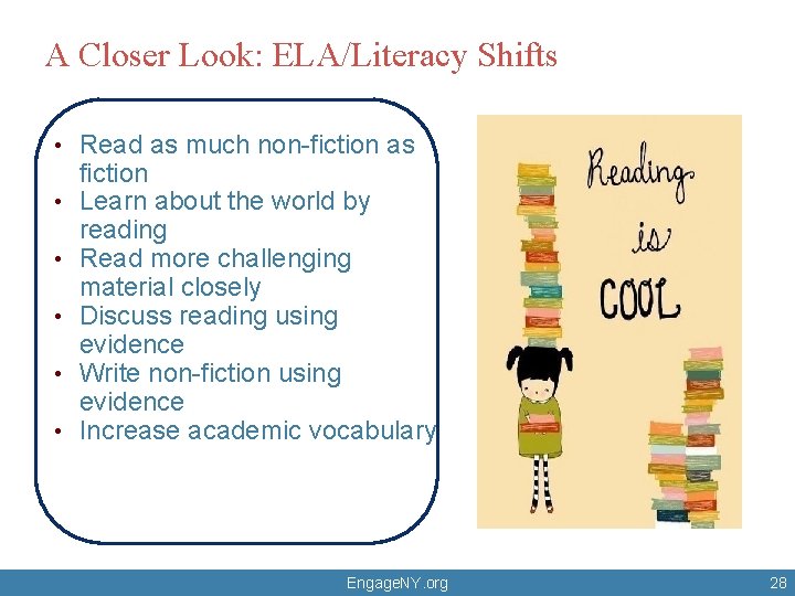 A Closer Look: ELA/Literacy Shifts • • • Read as much non-fiction as fiction