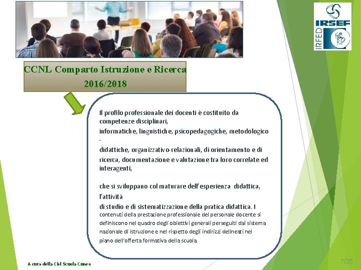 CCNL Comparto Istruzione e Ricerca 2016/2018 Il profilo professionale dei docenti è costituito da