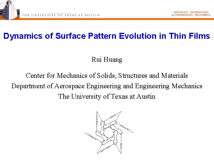 Dynamics of Surface Pattern Evolution in Thin Films Rui Huang Center for Mechanics of