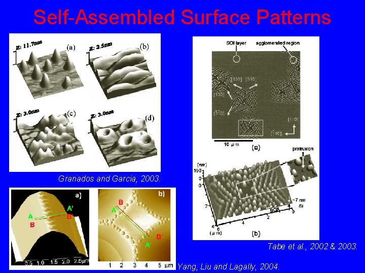 Self-Assembled Surface Patterns Granados and Garcia, 2003. Tabe et al. , 2002 & 2003.