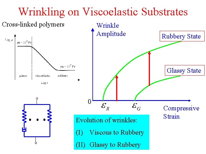 Wrinkling on Viscoelastic Substrates Cross-linked polymers Wrinkle Amplitude Rubbery State Glassy State 0 Evolution