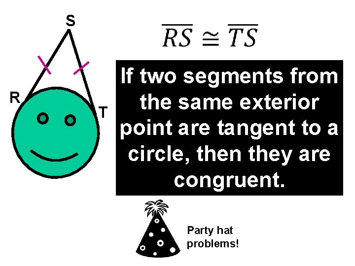 S R T If two segments from the same exterior point are tangent to