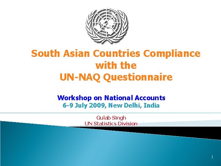 South Asian Countries Compliance with the UN-NAQ Questionnaire Workshop on National Accounts 6 -9