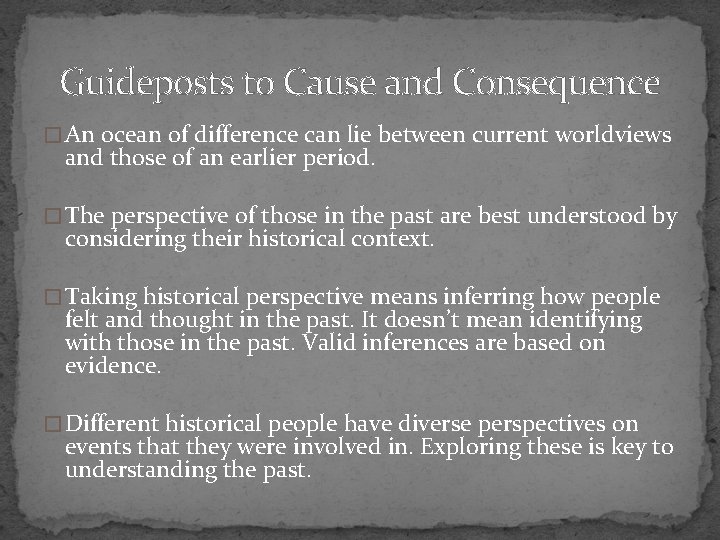 Guideposts to Cause and Consequence � An ocean of difference can lie between current