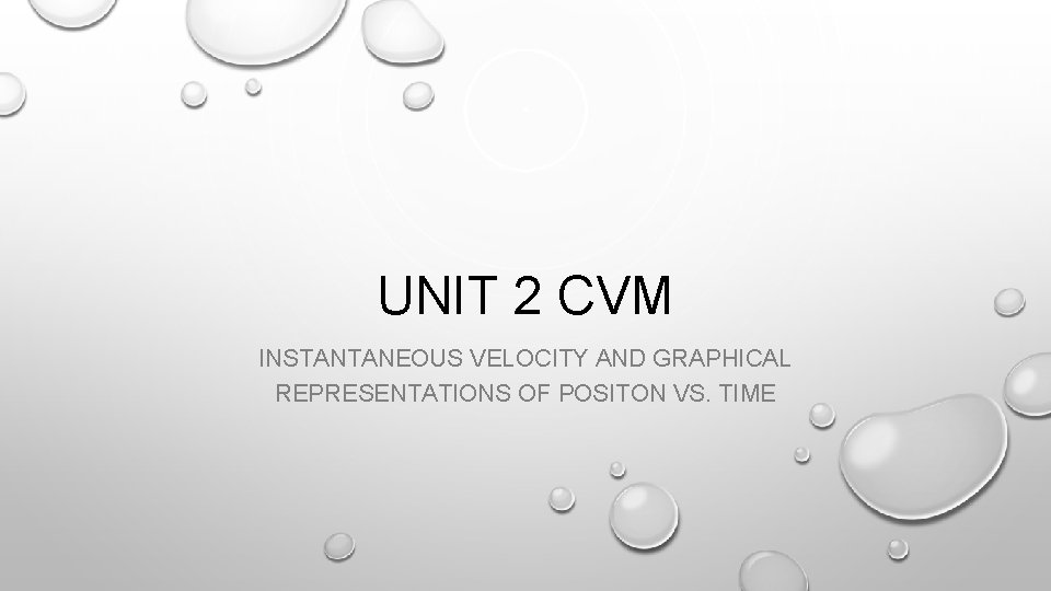 UNIT 2 CVM INSTANTANEOUS VELOCITY AND GRAPHICAL REPRESENTATIONS OF POSITON VS. TIME 