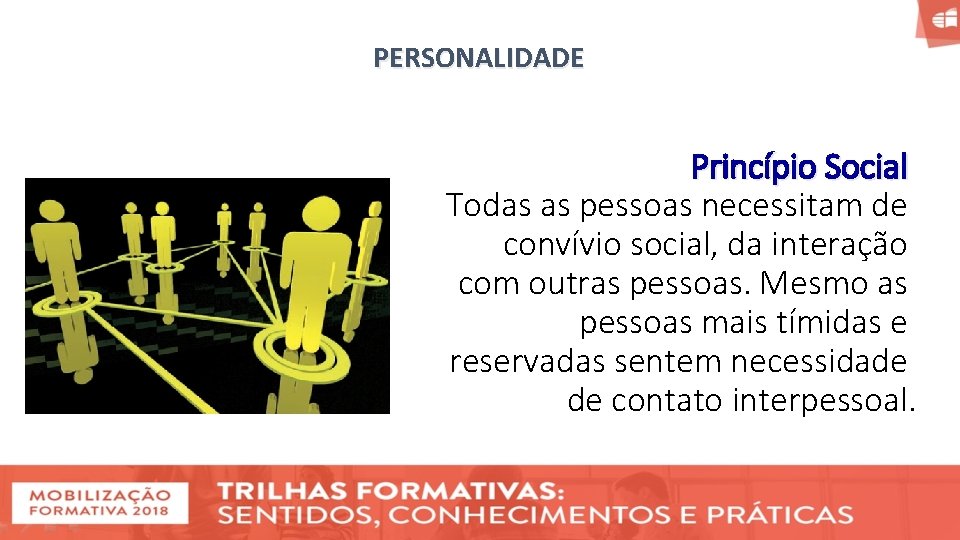 PERSONALIDADE Princípio Social Todas as pessoas necessitam de convívio social, da interação com outras