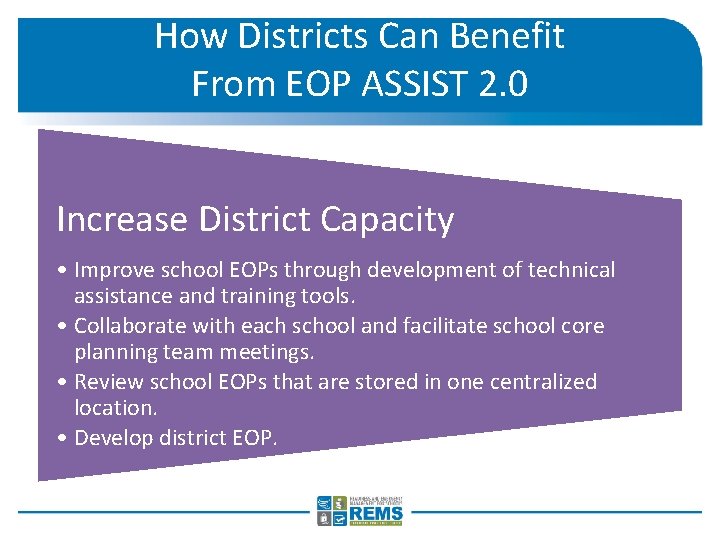 How Districts Can Benefit From EOP ASSIST 2. 0 Increase District Capacity • Improve