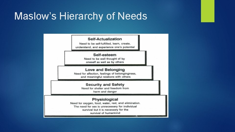 Maslow’s Hierarchy of Needs 
