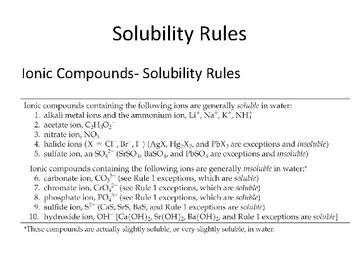 Solubility Rules Ionic Compounds- Solubility Rules 