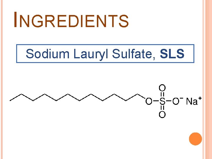 INGREDIENTS Sodium Lauryl Sulfate, SLS 