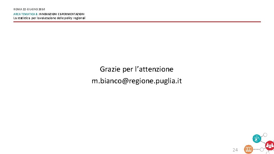 ROMA 22 GIUGNO 2016 AREA TEMATICA 3. INNOVAZIONI E SPERIMENTAZIONI La statistica per la