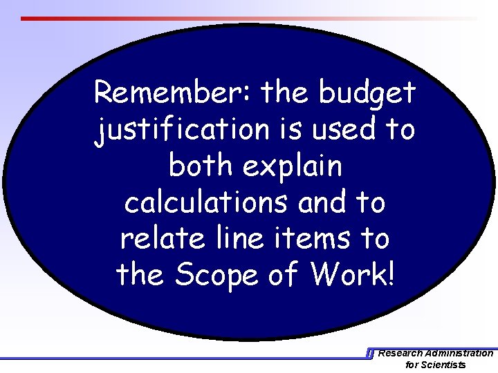 Remember: the budget justification is used to both explain calculations and to relate line