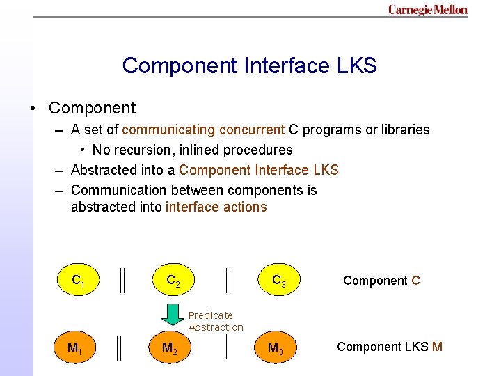 Component Interface LKS • Component – A set of communicating concurrent C programs or Component Interface LKS • Component – A set of communicating concurrent C programs or