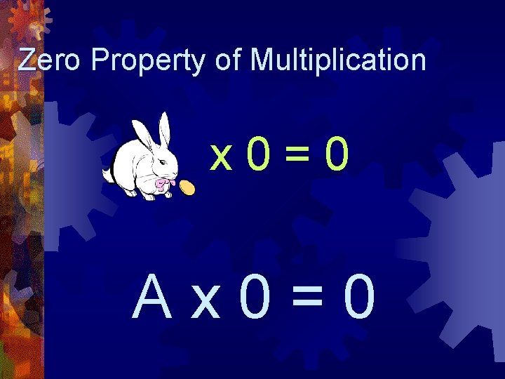 Zero Property of Multiplication x 0=0 Ax 0=0 