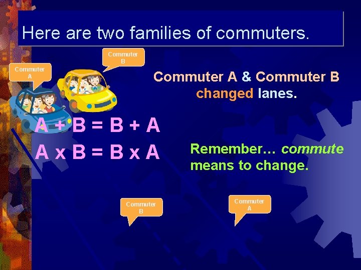 Here are two families of commuters. Commuter B Commuter A & Commuter B changed