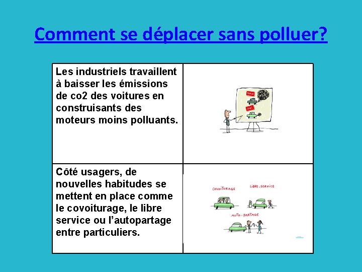 Comment se déplacer sans polluer? Les industriels travaillent à baisser les émissions de co