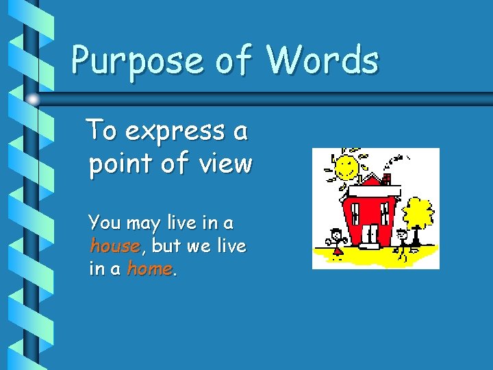 Purpose of Words To express a point of view You may live in a