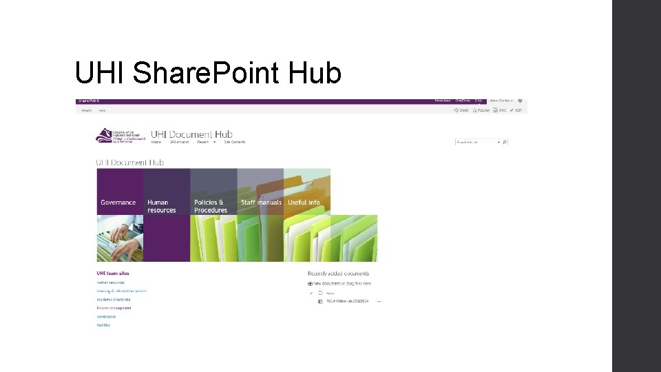 UHI Share. Point Hub 