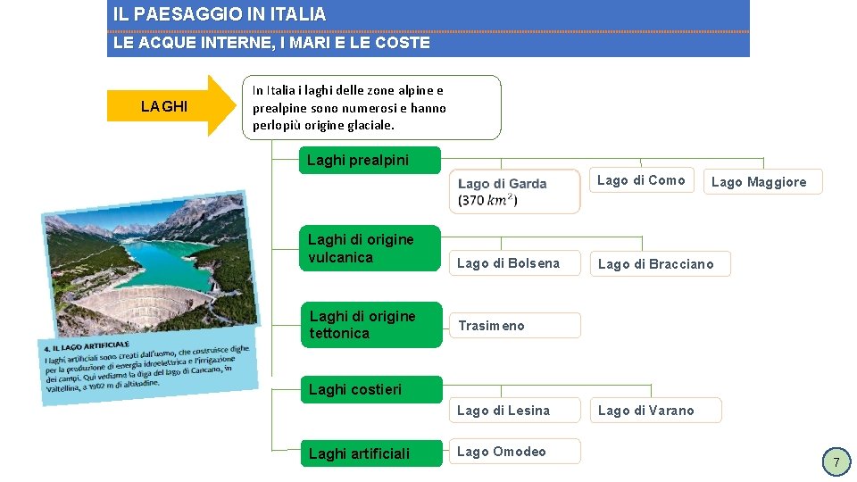 IL PAESAGGIO IN ITALIA LE ACQUE INTERNE, I MARI E LE COSTE LAGHI In